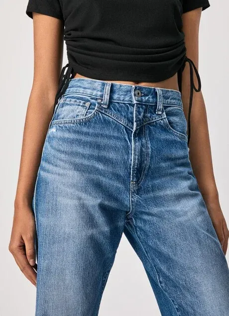 PepeJeans Rachel Baloon Fit High Waist Jeans PL203739HH6 denim DoubleLayeredHem All-Purpose Wear