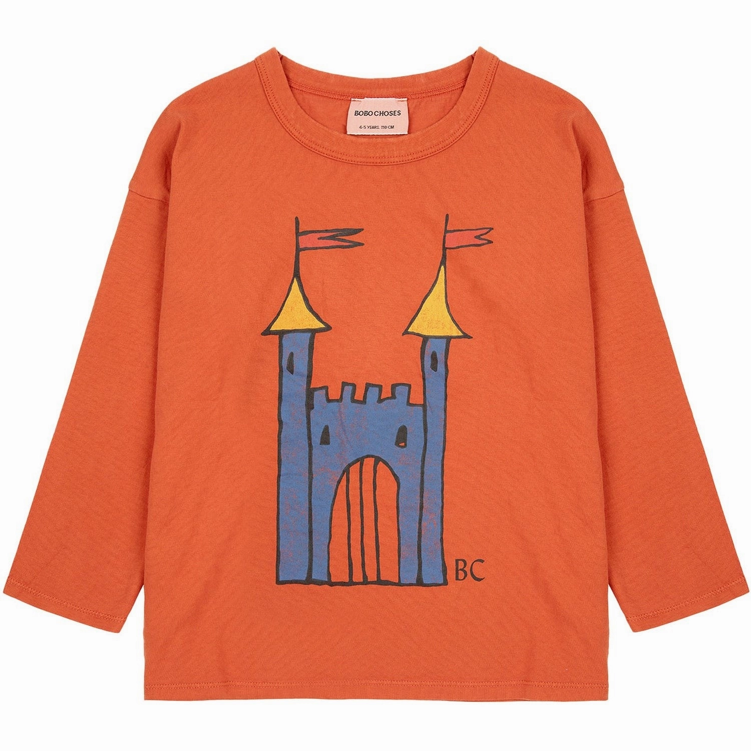 Bobo Choses Orange Faraway Castle LS T-Shirt Checkered Style Seasonal Fashion