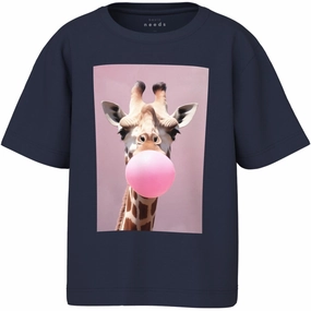 Name It Navy Blazer Giraffe Nmfvotea Ss Nreg Top Street Fashion