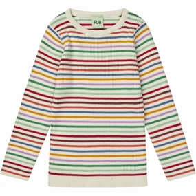 Business casual Striped Pattern FUB multi stripe Striped Rib Blouse