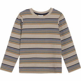 Metallic Finish Relaxed Style Minymo Oxford Tan T-Shirt Ls Y/D