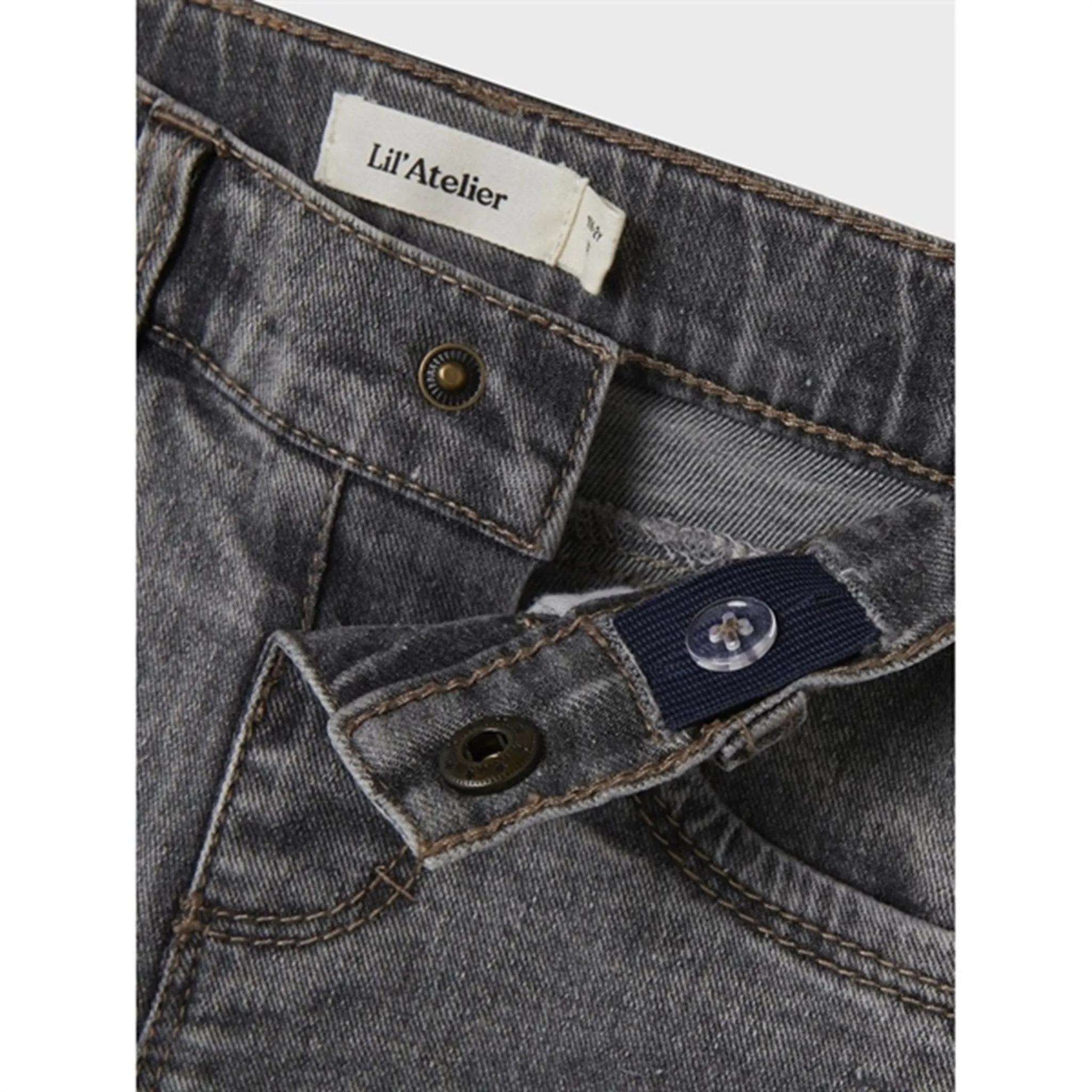 Lil'Atelier Light Grey Denim Salli Slim Boot Jeans Minimalist Daily Wear Loose High Durability Thread