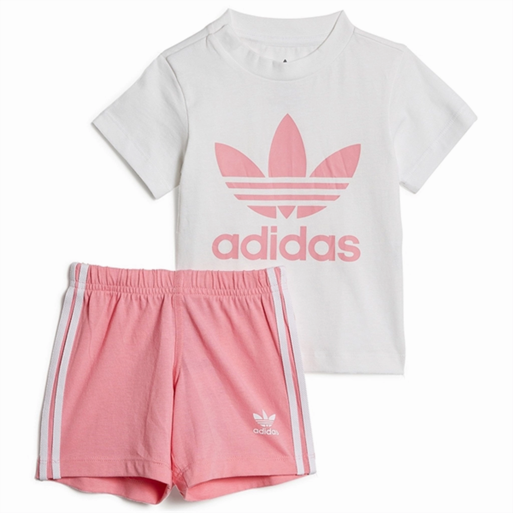 adidas Originals White / Pink Shorts Tee Set Water Resistant