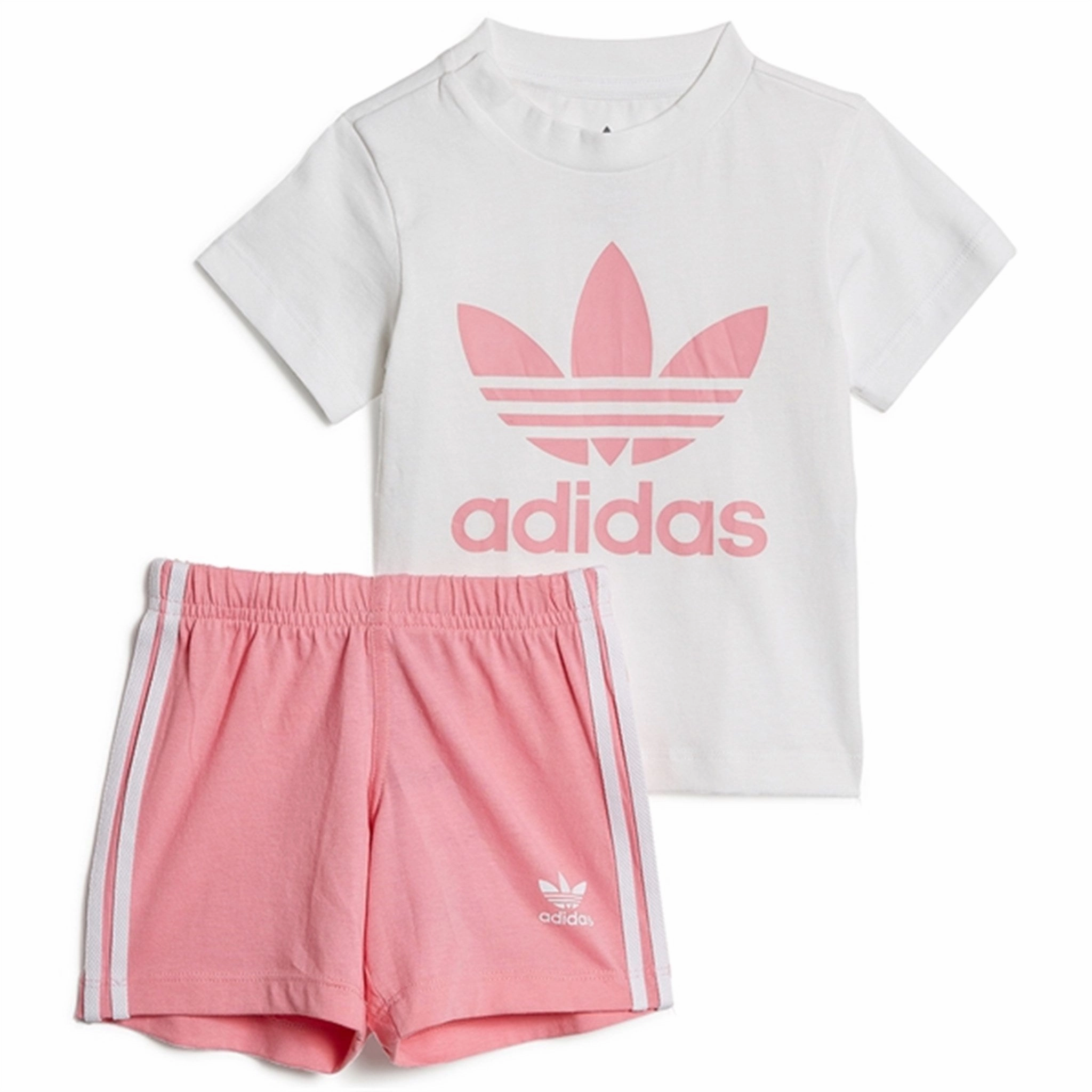 adidas Originals White / Pink Shorts Tee Set Ombre effect