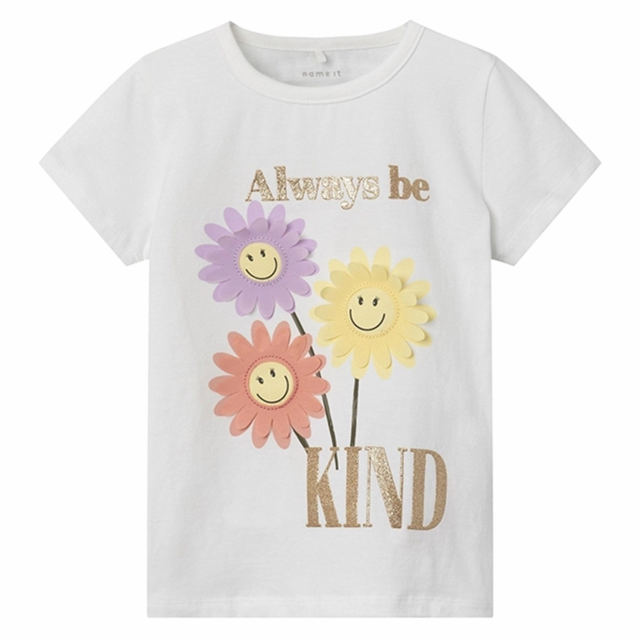 Name it Bright White Farna Happy T-Shirt Plus size clothing Chill Vibes