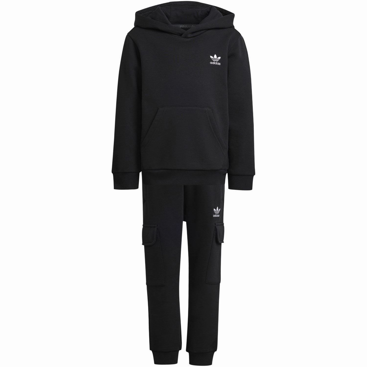 Street Style Pocketed adidas Originals Black Hoodie Fz Cargo Sweat Set