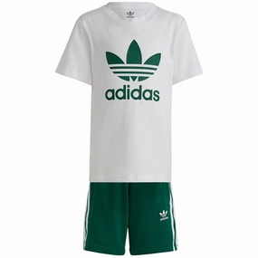adidas Originals Dark Green Shorts Tee Set Seamless Waistband