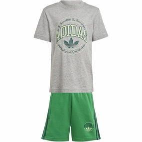 adidas Originals Medium Grey Heather Shorts Tee Set Printed design Comfy Design