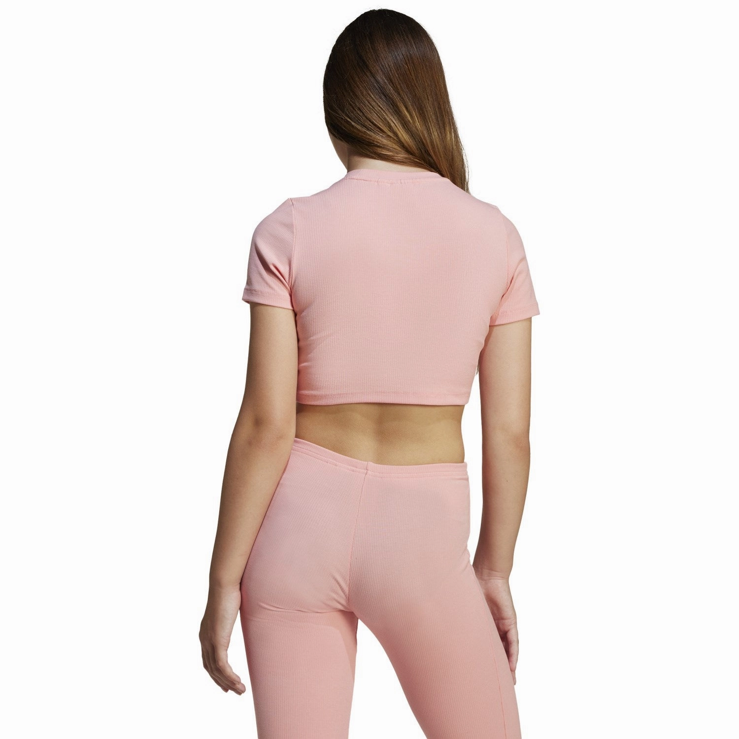 adidas Originals Semi Pink Spark Rib Crop Tee Soft and Light Wear Elegant and Relaxed