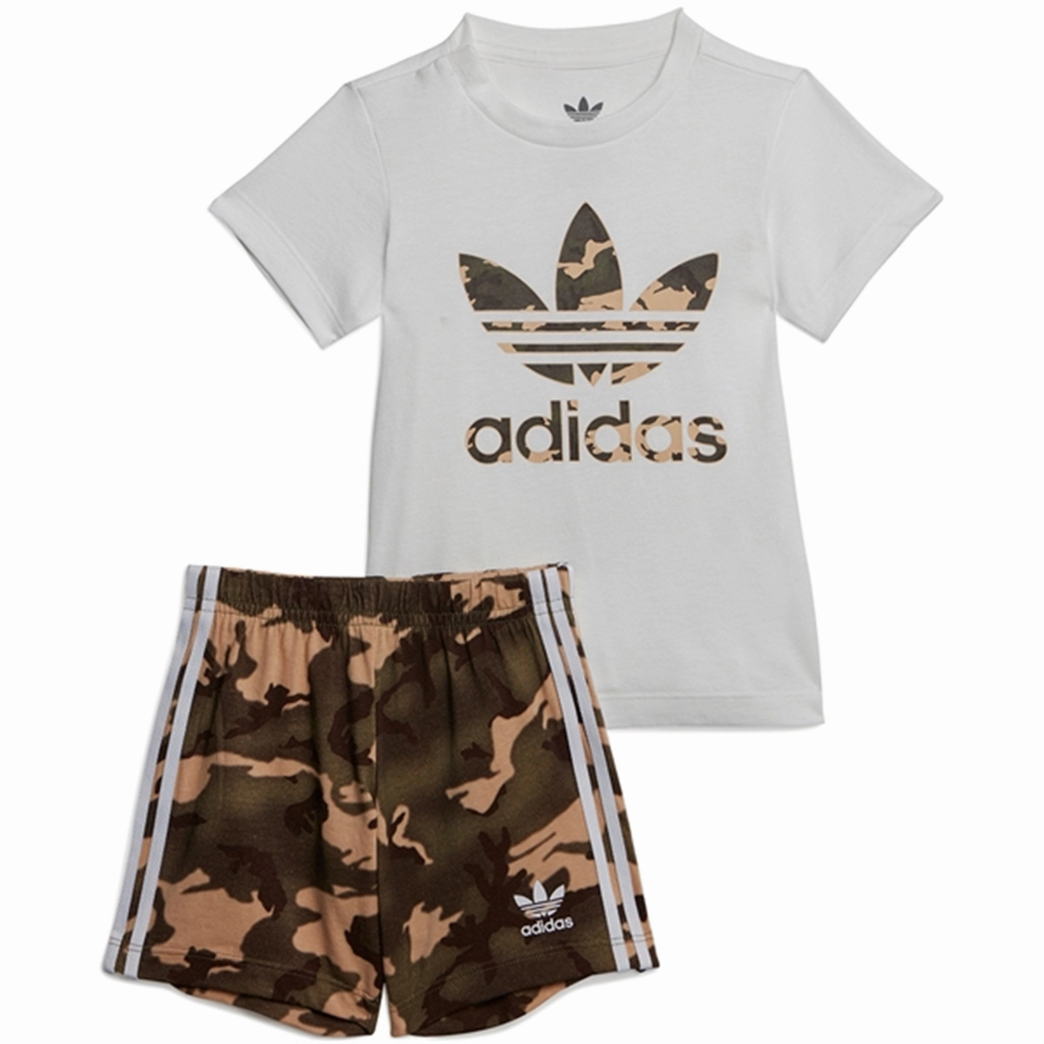 Machine-washable adidas Originals White Shorts Tee Set
