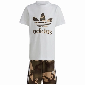 adidas Originals White Shorts Tee Set Chafe Resistant Seams