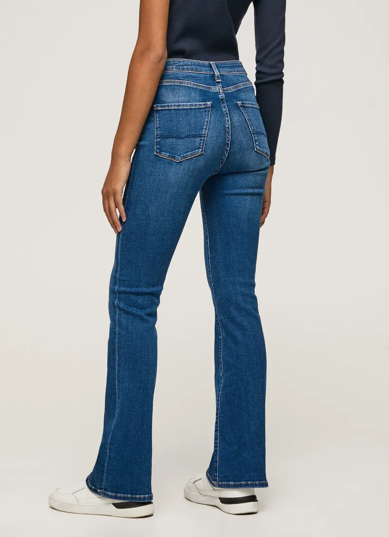 Low Profile Fasteners Moisture Wicking Technology Pepe Jeans Pantalone Jeans da donna a vita alta e gamba larga PL204156CQ52 000 denim