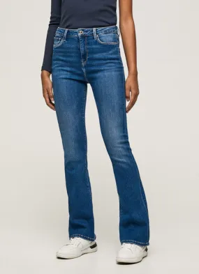 Pepe Jeans Pantalone Jeans da donna a vita alta e gamba larga PL204156CQ52 000 denim Comfortable Look Wear