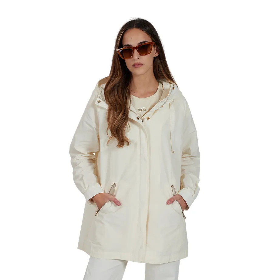 Yes Zee giubbino trench da donna con cappuccio 1021O430/NH00 0222 beige birthday Functional Outerwear