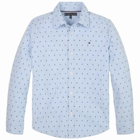 Tommy Hilfiger Mini Print Oxford Shirt Shoreside Blue Fashionable Pick