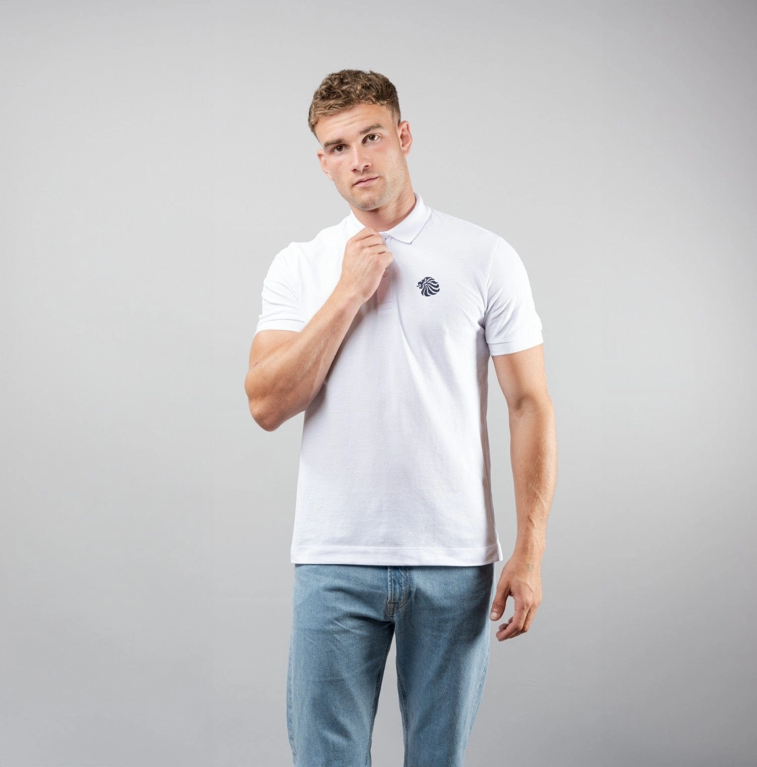 Adult Team GB Mono Lion Polo  - White Cozy Layers