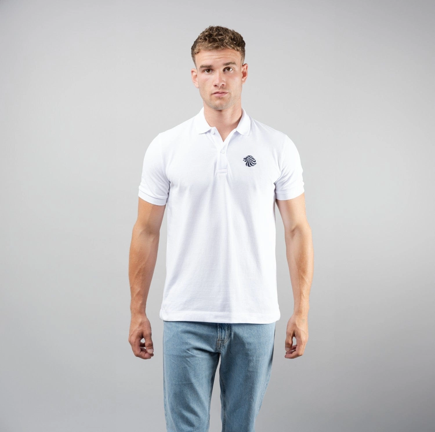 Adult Team GB Mono Lion Polo  - White Basic Wardrobe Piece