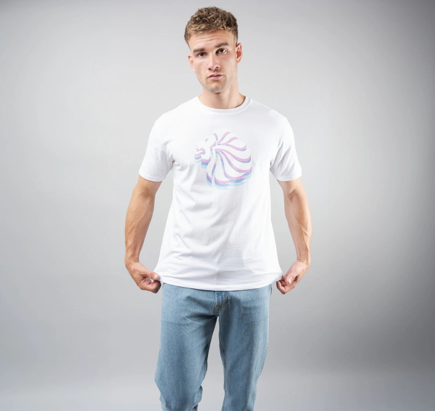 Adult Team GB Stacked Large Lion Graphic T-Shirt  - White Outdoor Sports