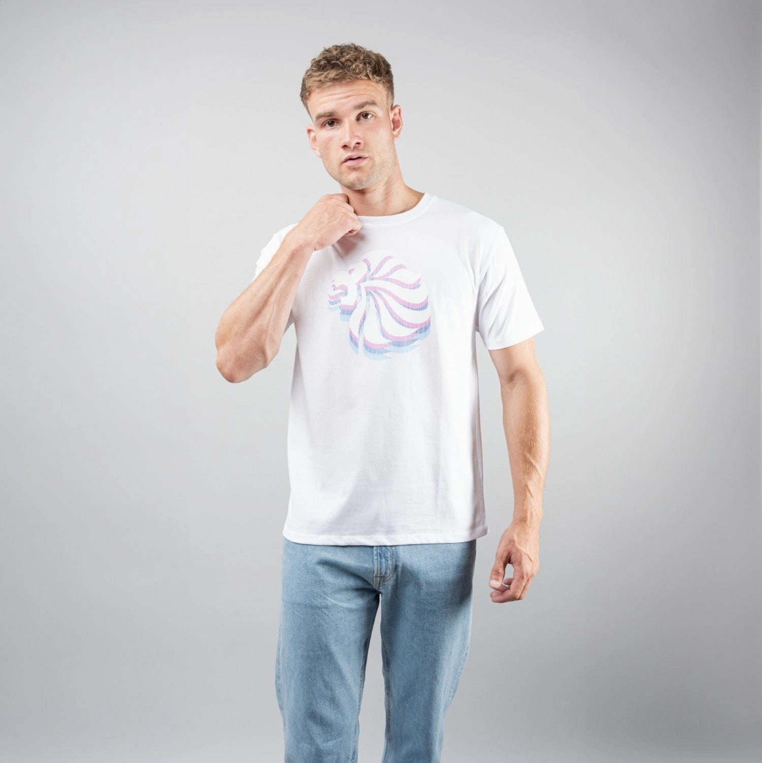 Relaxed Wear birthday party Adult Team GB Stacked Large Lion Graphic T-Shirt  - White