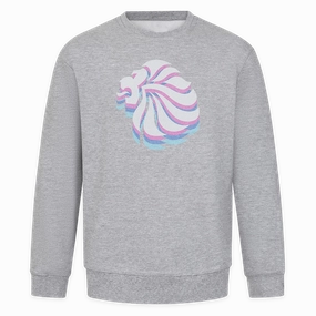 Windproof Layer Adult Team GB Stacked Large Lion Sweat  - Grey