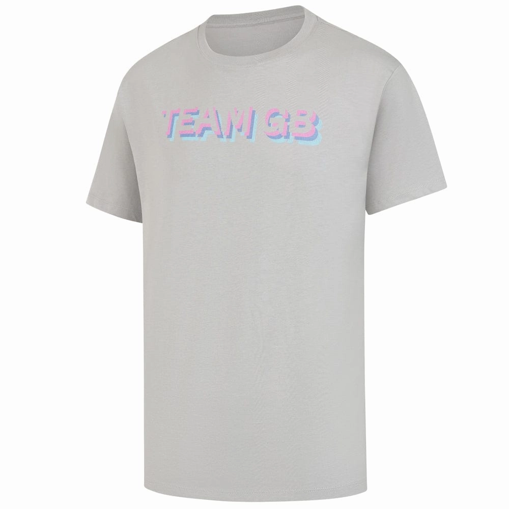 Adult Team GB Stacked Text T-Shirt  - Grey Everyday Top Stylish Details
