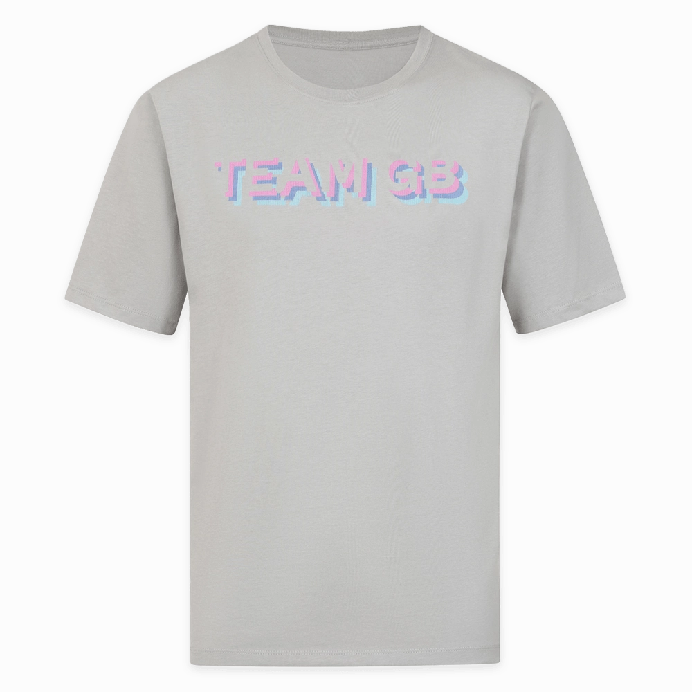 Adult Team GB Stacked Text T-Shirt  - Grey Tagless Comfort Cool and Chic