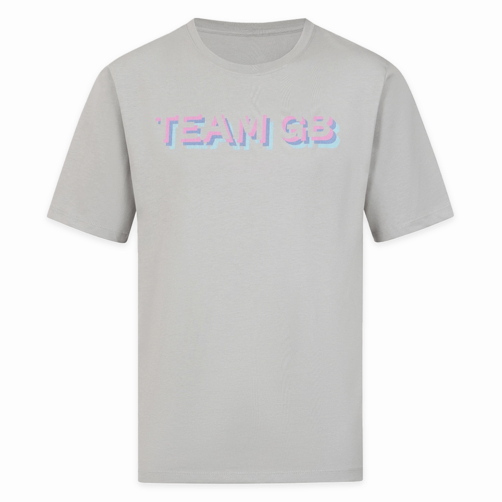 Cozy Feeling Moisture Management Fabric Adult Team GB Stacked Text T-Shirt  - Grey