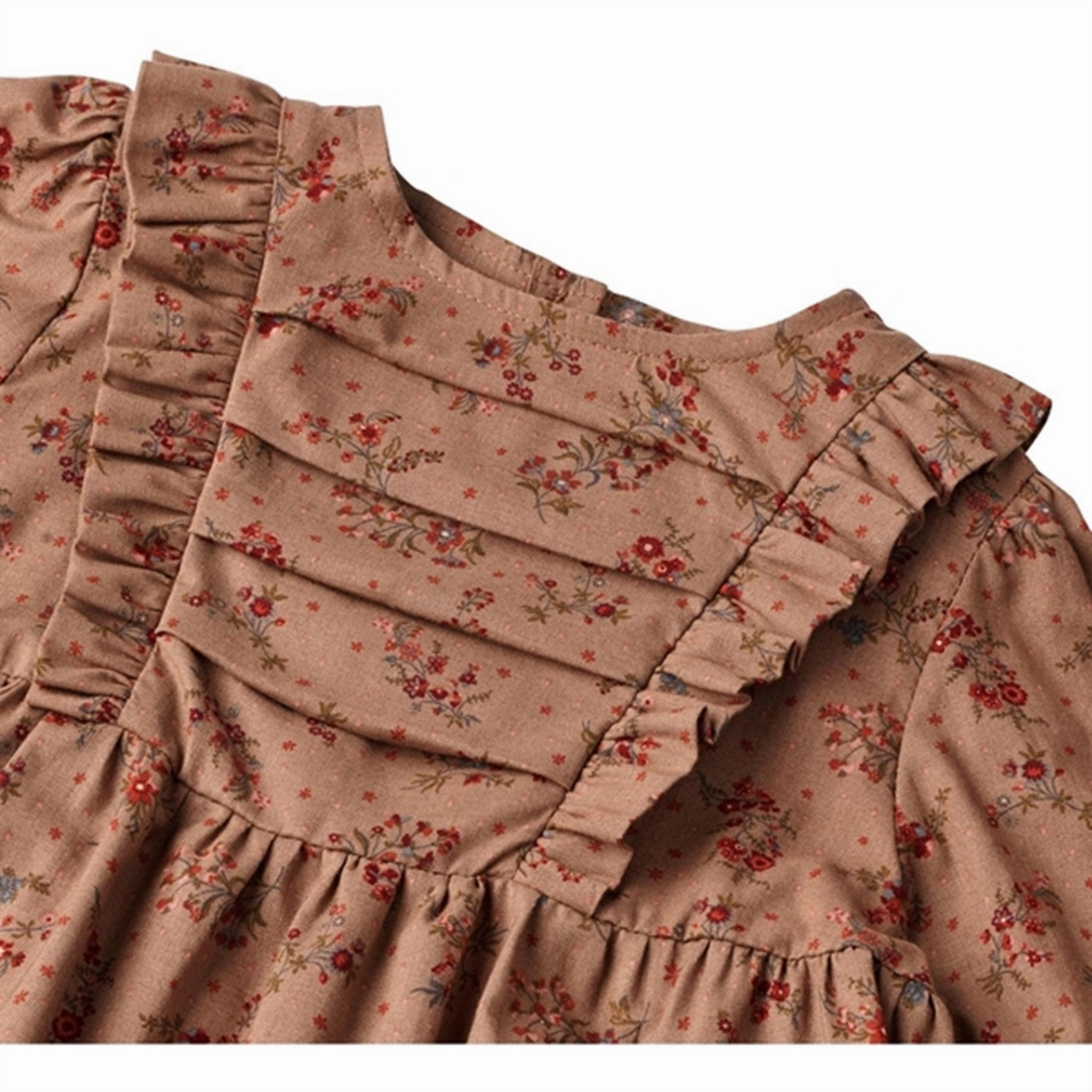 Contrast Stitch Wheat Berry Dust Flowers Blouse Nolia