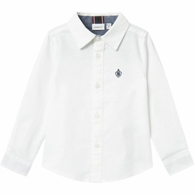 Name It Bright White Solid Rekid Shirt Adjustable Hem Comfort Wear