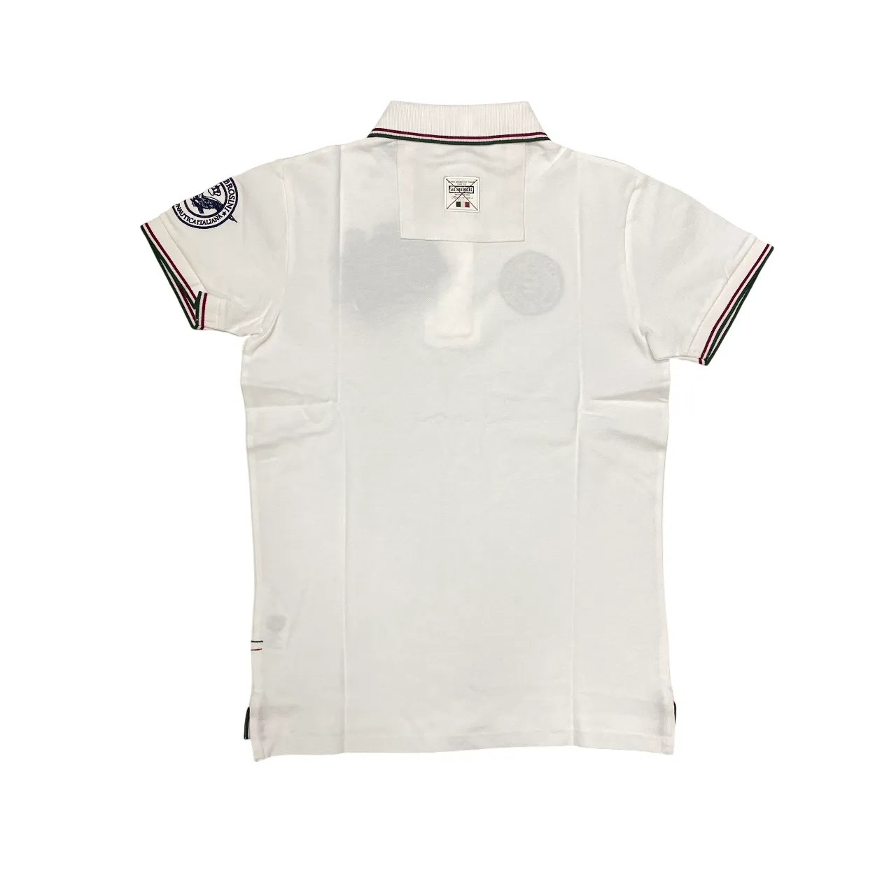 Relaxed Collar Aeronautica Italiana polo manica corta da uomo con Tricolore Italia sul colletto e patch sul petto 010388U bianco