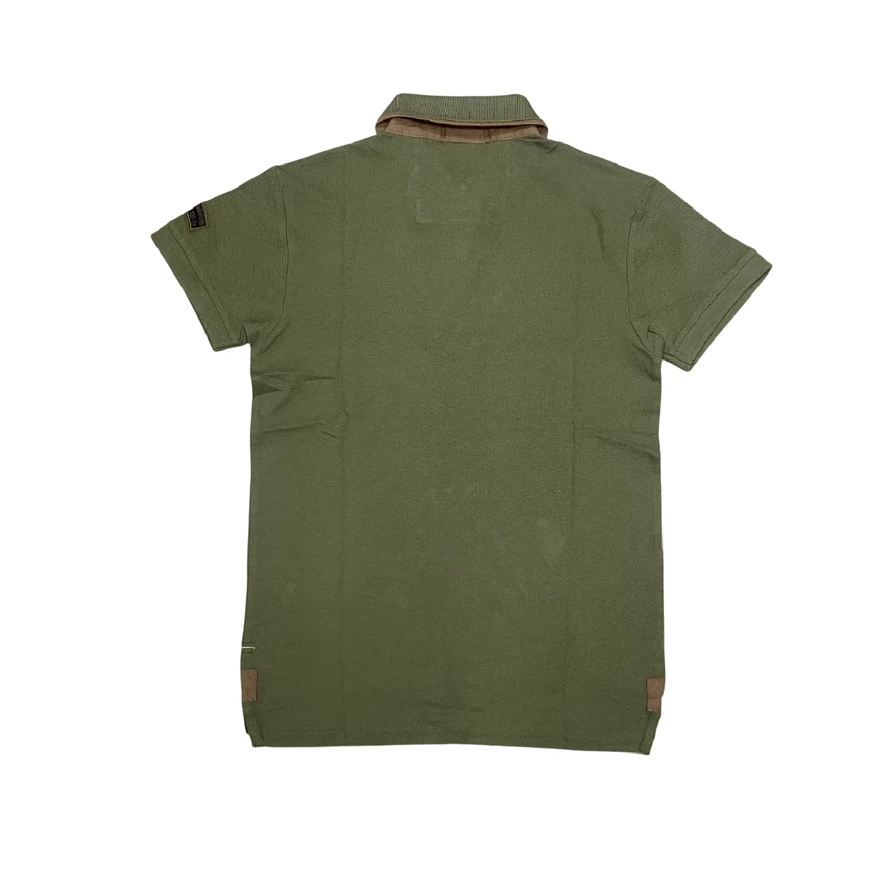 DoubleLayered Hem Binding SingleJersey Knit Aeronautica Italiana polo manica corta da uomo in cotone pique, patch e ricami 010387 verde militare