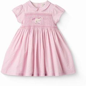 Style focused COPENHAGEN COLORS Syringa Comb. Houndstooth Dress W. Handmade Unicorn Embroidery And Smock