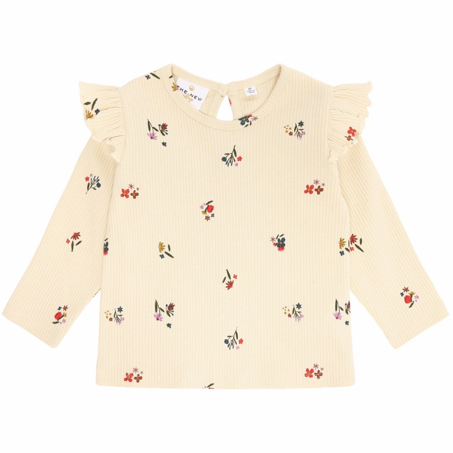 THE NEW Siblings Angora Flower AOP Liva Rib Blouse Quick Release Cuffs Mesh Insert