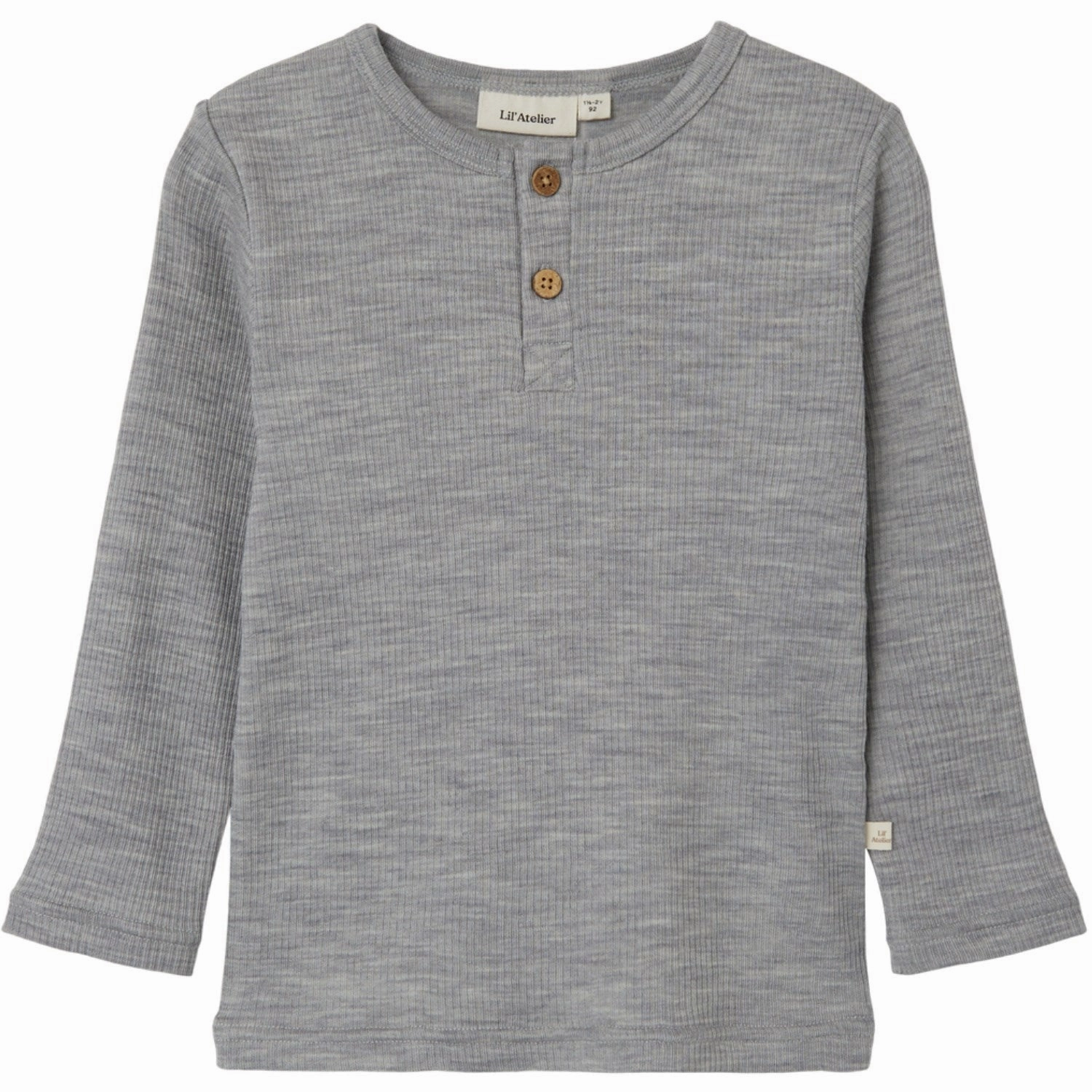 Double Stitched Hems Effortless Style Lil'Atelier Grey Melange Fable Wool Blouse