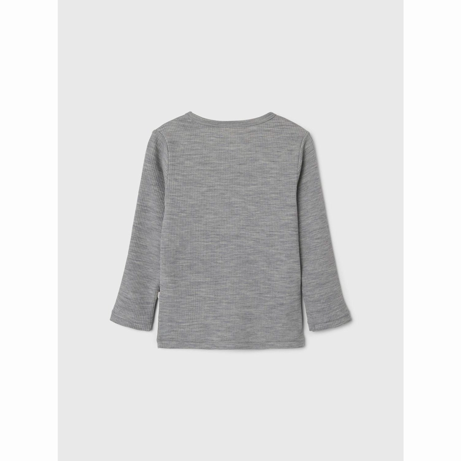 Lil'Atelier Grey Melange Fable Wool Blouse Linen blend Party Ready