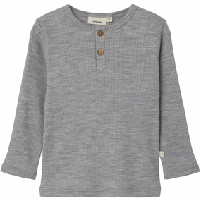 Double Stitched Hems Effortless Style Lil'Atelier Grey Melange Fable Wool Blouse
