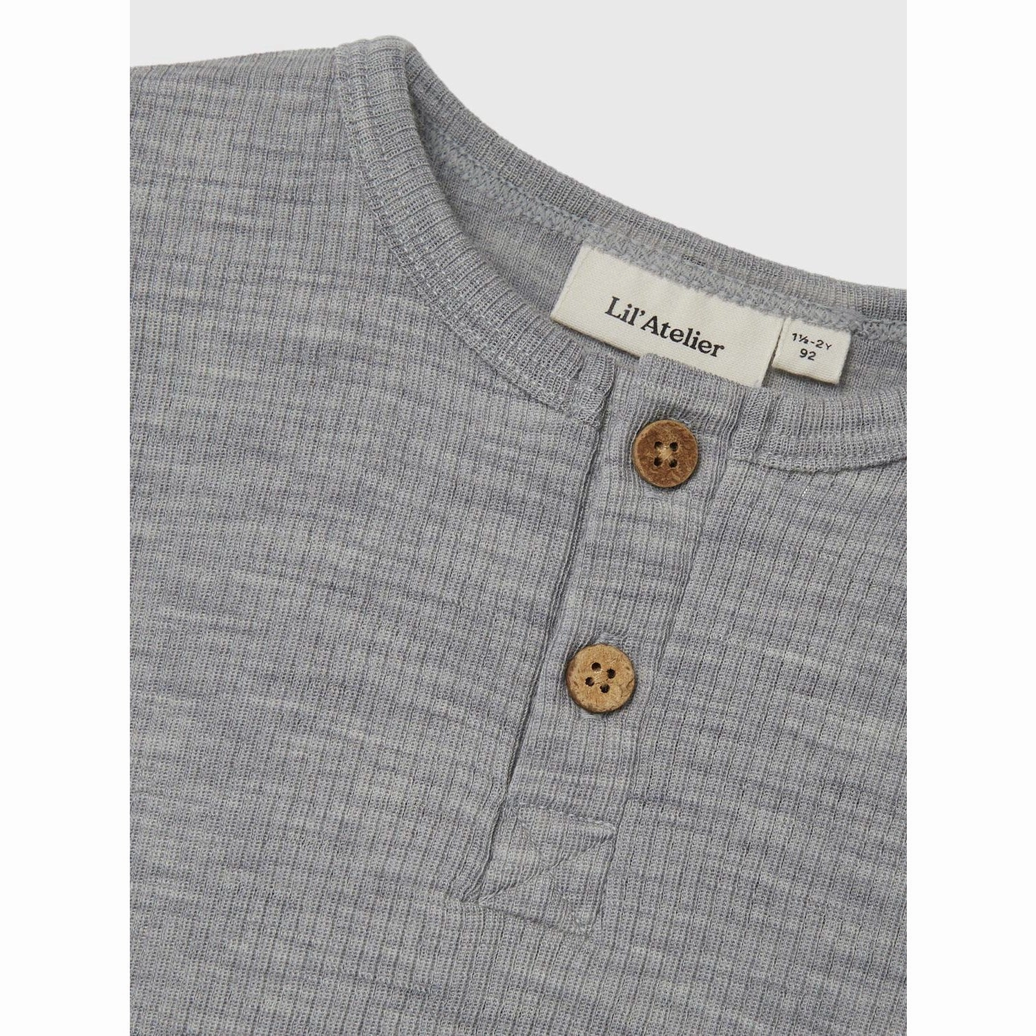 Textured Finish Lil'Atelier Grey Melange Fable Wool Blouse
