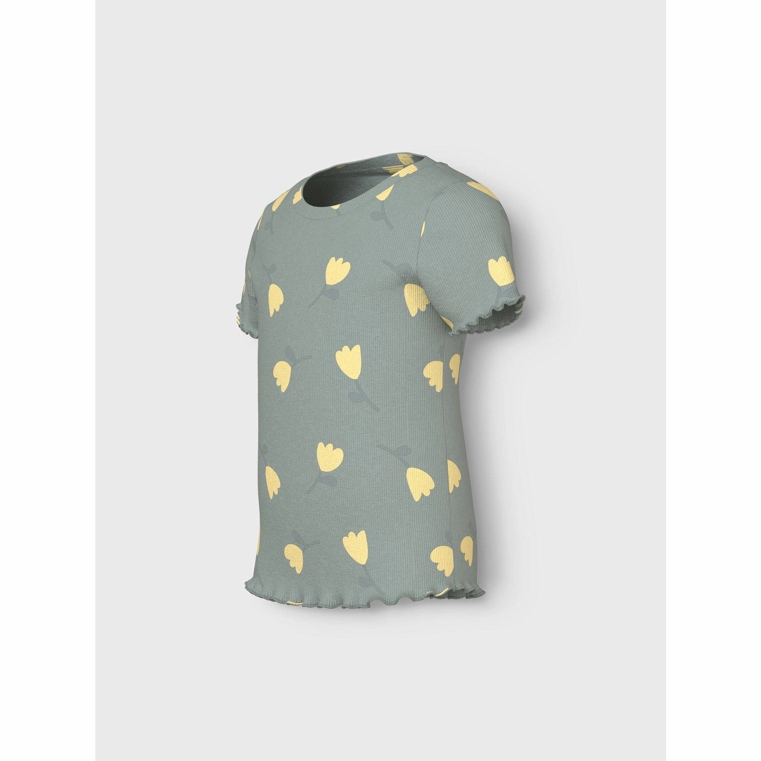 Name It Aqua Gray Lemon Vemma AOP Slim T-Shirt Low Profile Collar Stylish piece