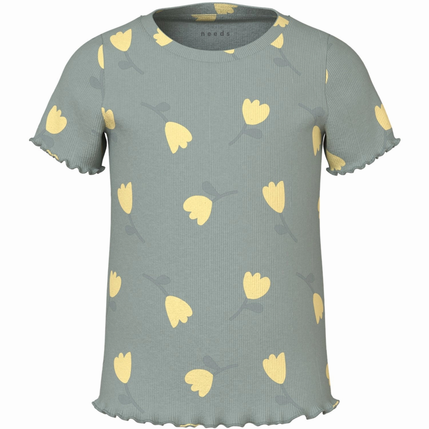 Name It Aqua Gray Lemon Vemma AOP Slim T-Shirt Recycled Polyester Blend