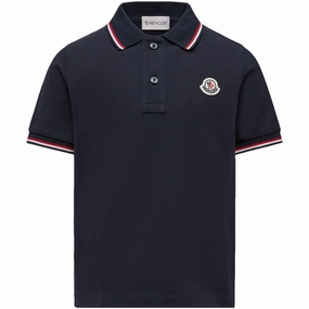 Moncler Navy Ss Polo Breathable Textile