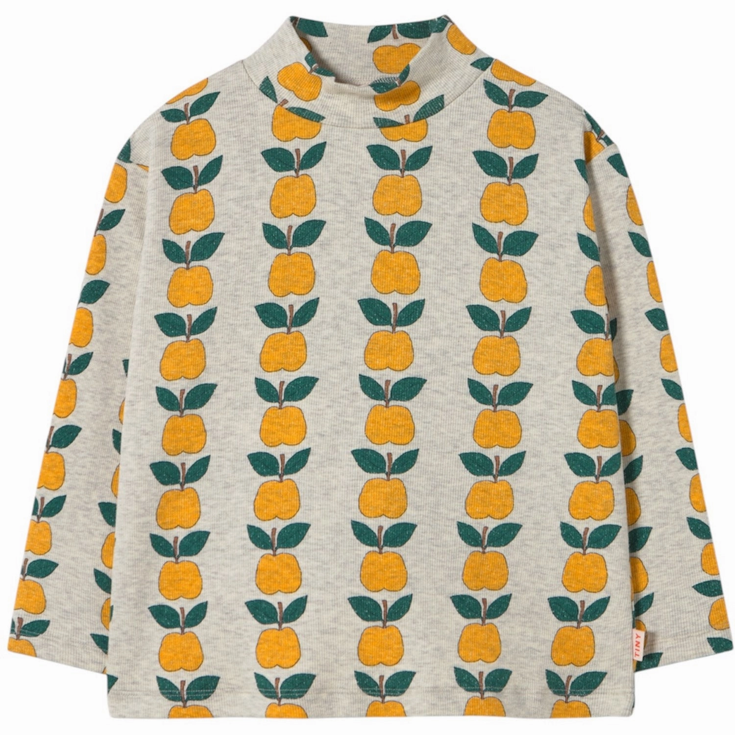 Vibrant color TinyCottons Light Cream Heather Apples Rib Mockneck