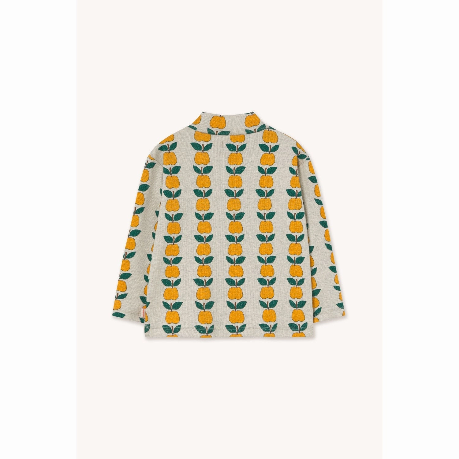 TinyCottons Light Cream Heather Apples Rib Mockneck adult clothing