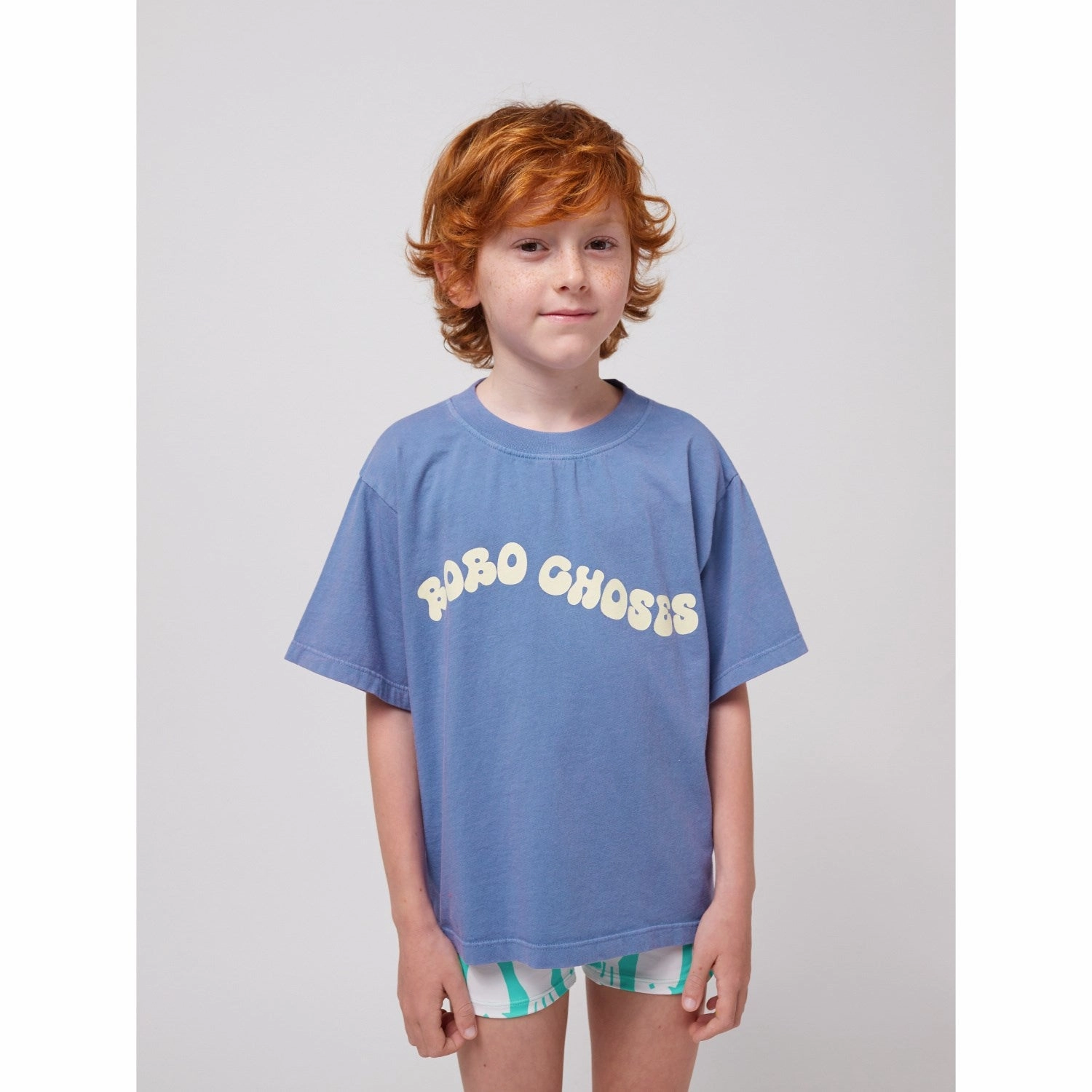 Bobo Choses Blue Wavy Bobo Choses T-Shirt polo neck Ribbed Collar Trim