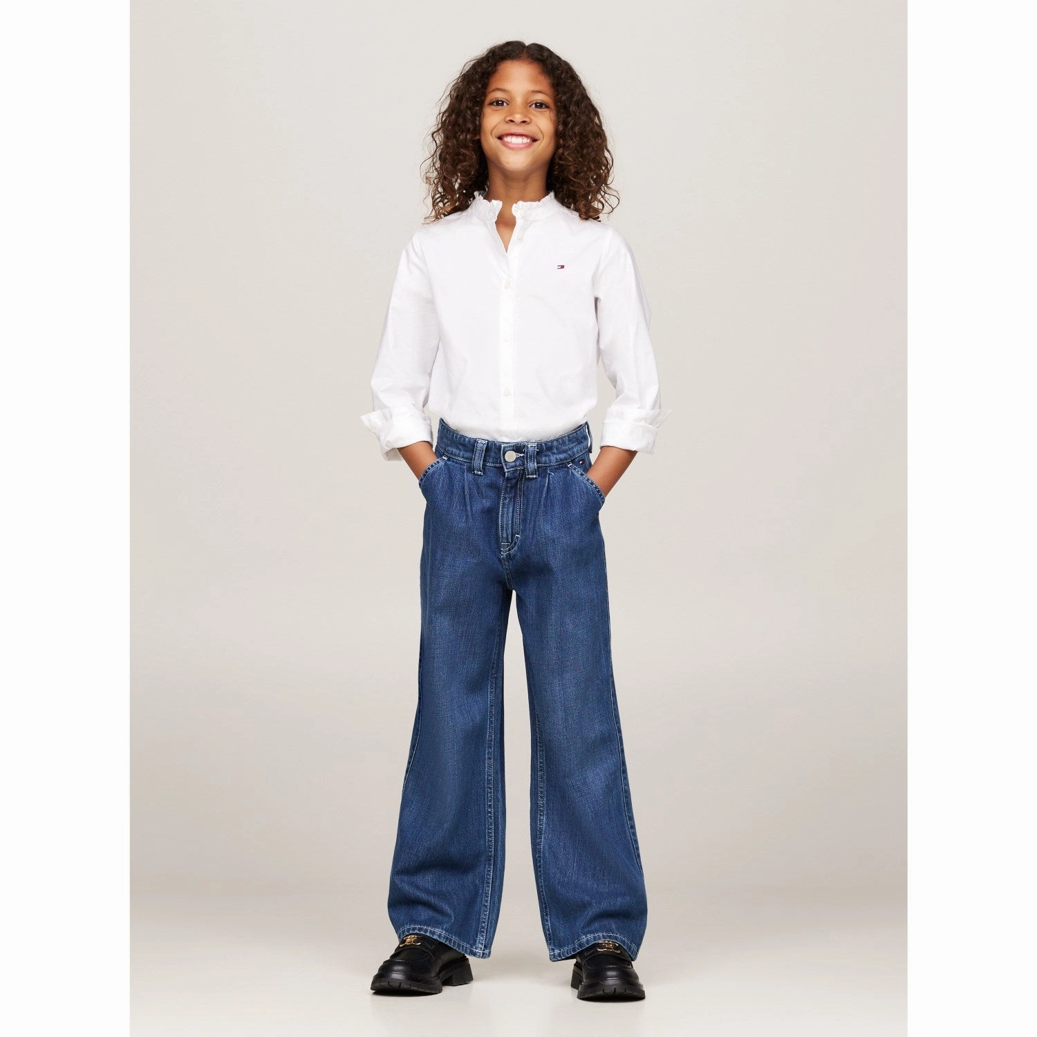 Minimalist Adult Fashion Tommy Hilfiger Darkusedlyocell Mabel Pleats Mid Blue Wash Jeans