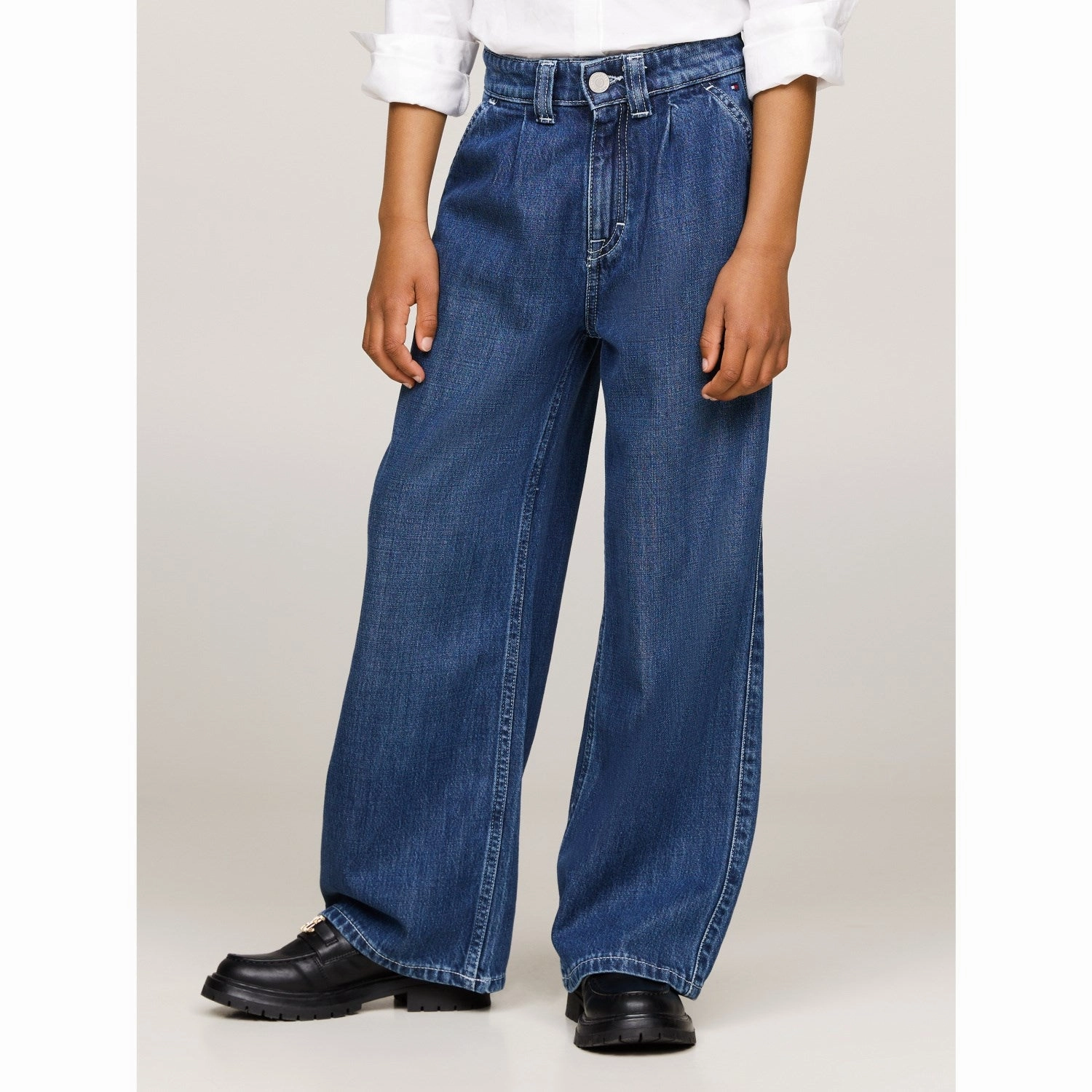 Tommy Hilfiger Darkusedlyocell Mabel Pleats Mid Blue Wash Jeans Minimalist Weekend Getaway Casual Airy Touch