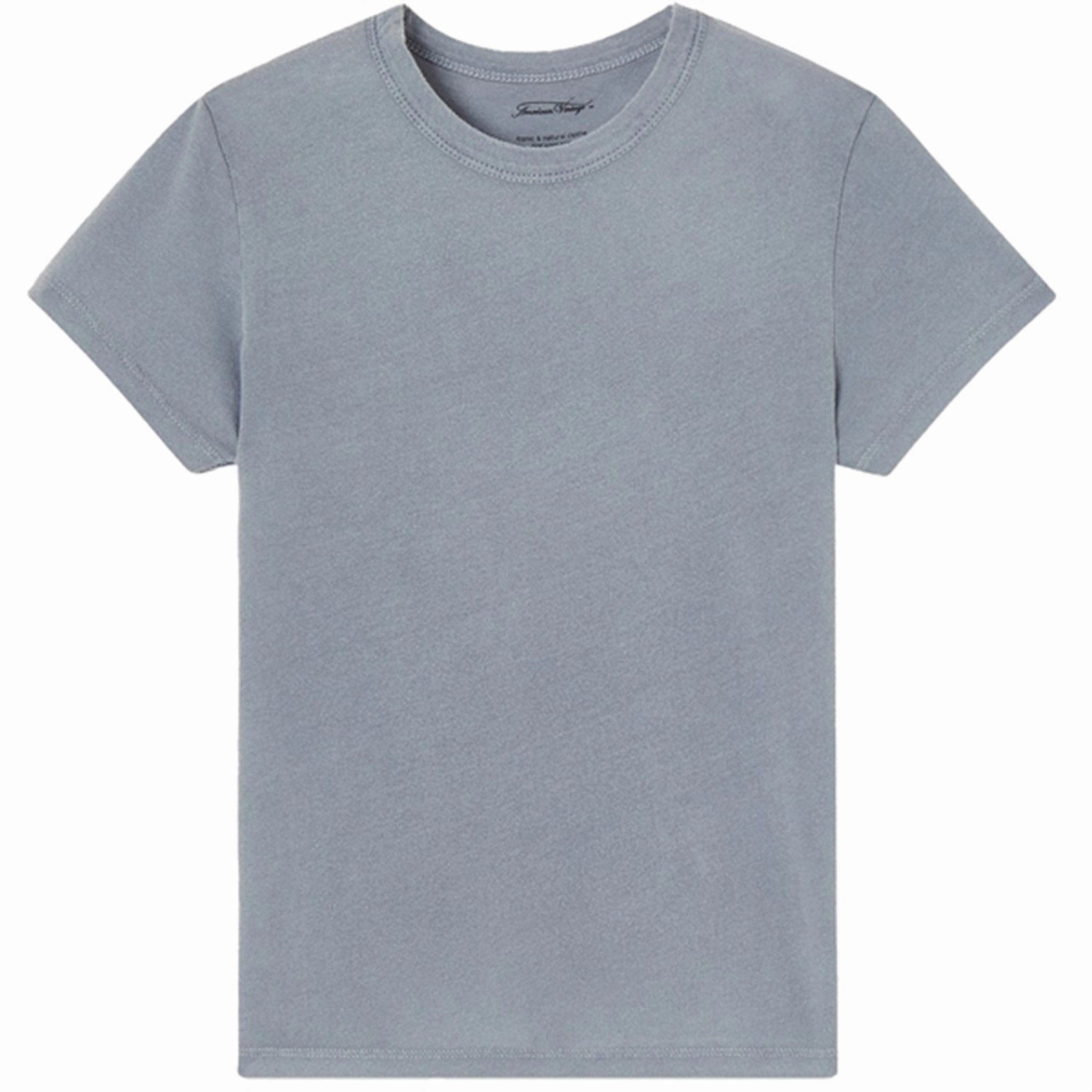 American Vintage T-Shirt Devon Vintage Blue Grey Breathable Essentials Distressed Hem Finish