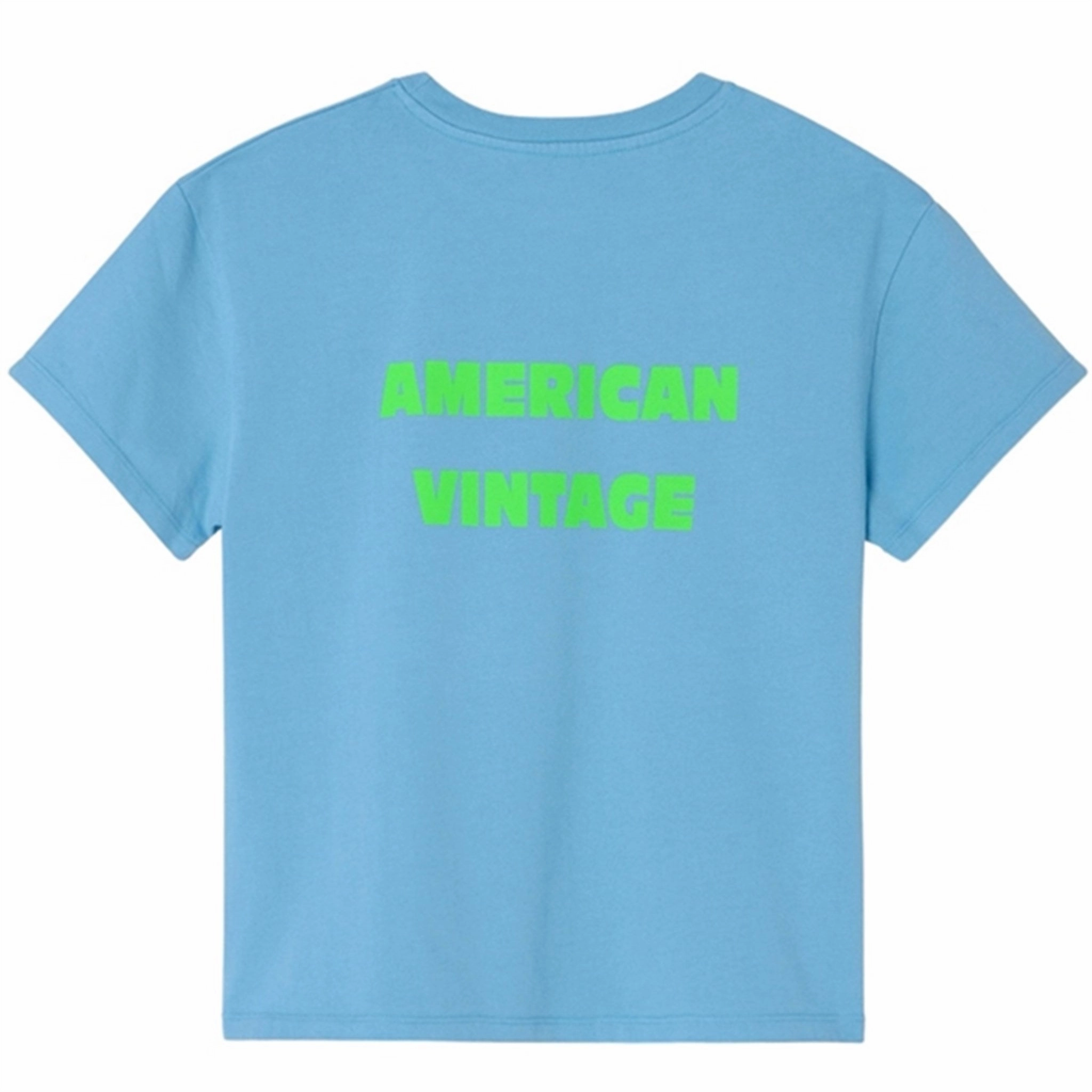 American Vintage T-shirt Droit Mc Col Rond Imprime Bleu Azur Vintage Snag Resistant Surface All-Day Wear