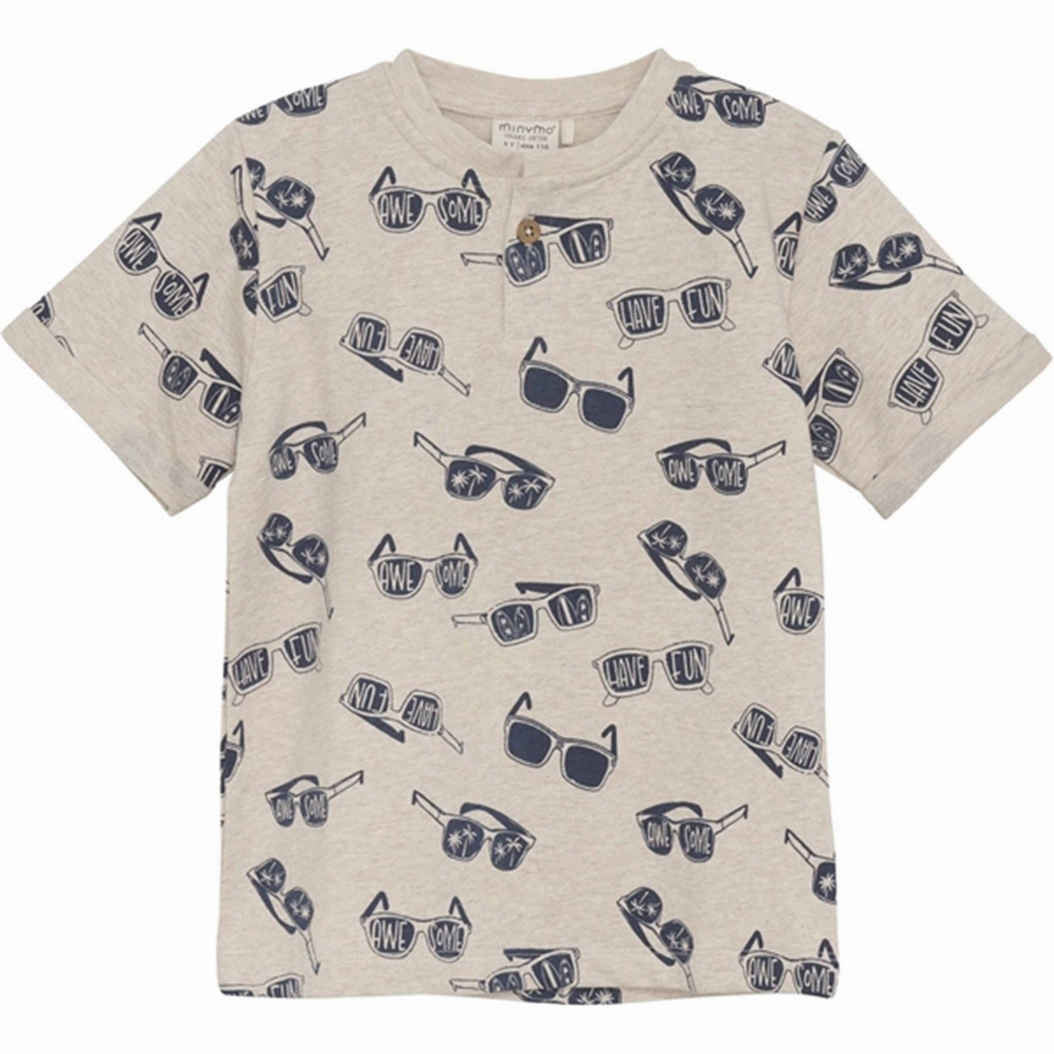 Minymo Light Beige Melange Sweat T-shirt AOP Versatile Layering Piece