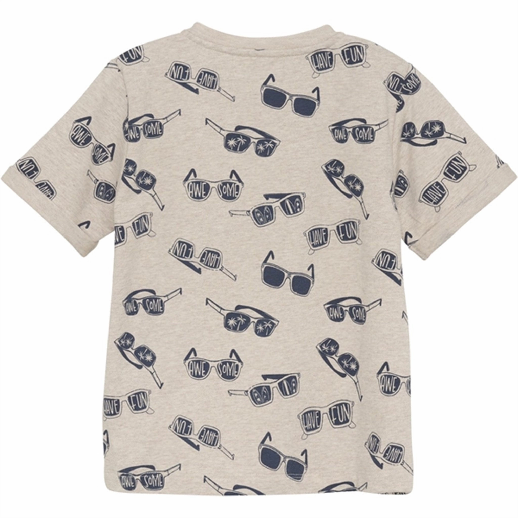 All-day Comfort Cozy Layering Minymo Light Beige Melange Sweat T-shirt AOP