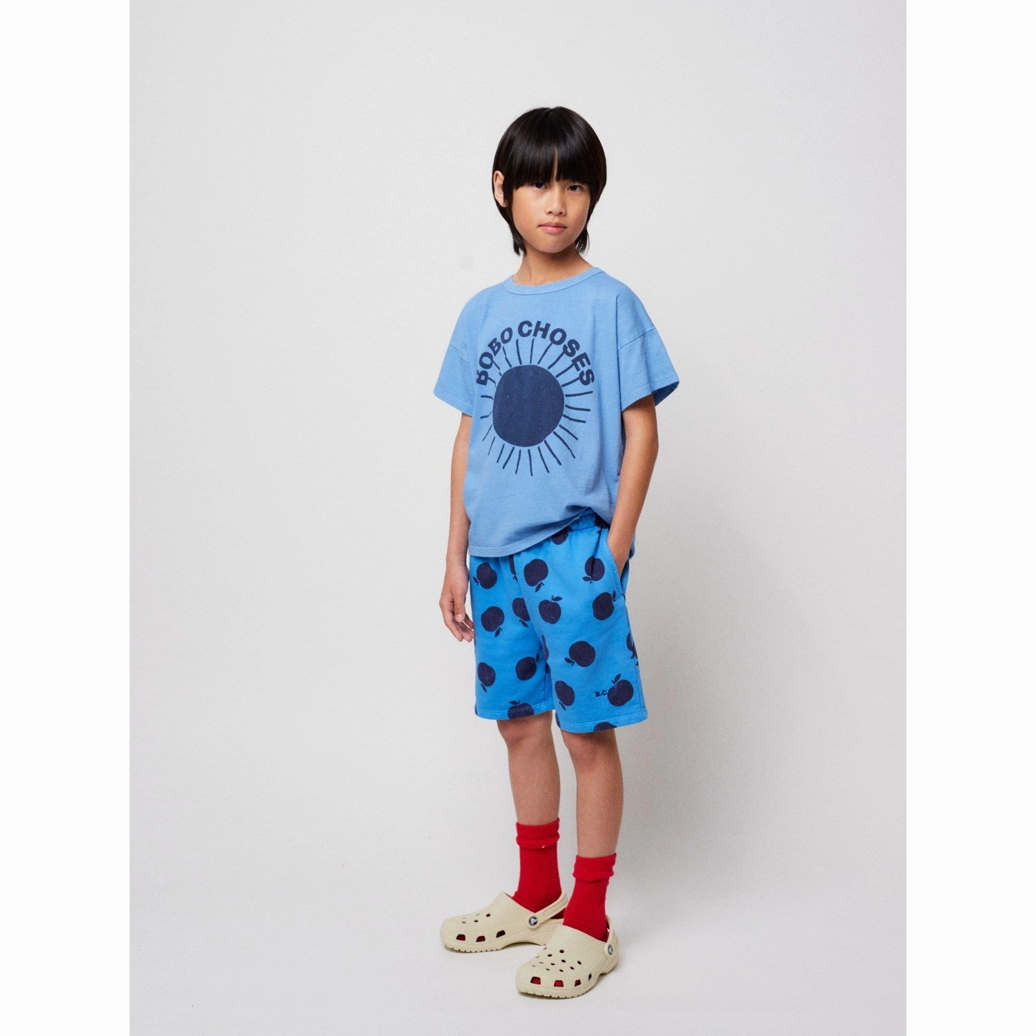 Bobo Choses Light Blue Sun Turquoise T-Shirt Comfortable Fit Wear men's clothing